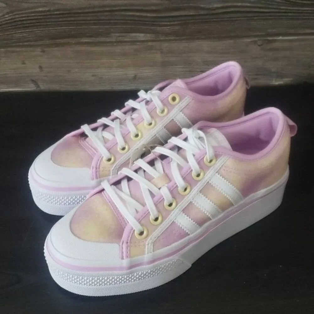 New Adidas Nizza Womens Platform Shoes Size 7 Tie Dye Summer Festival Streetwear